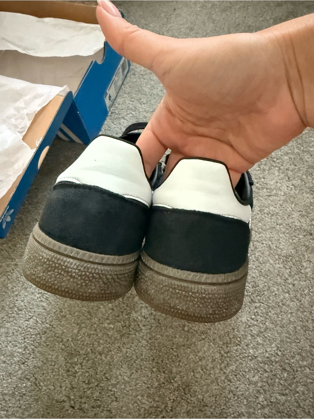 adidas spezial Black & White Suede Sneakers with Brown Gum Sole - Picture 5 of 6